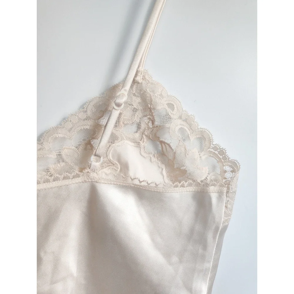 Vintage Christian Dior Cami Small Satin Lace Trim USA Made Lingerie Top Coquette